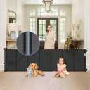 Reinforced 90 Inch Retractable Baby Gates Extra Wide Baby Gate with Reinforced Strips, 7.5ft Long Retractable Dog Gate for The House 33 Inch Tall Extra Long Pet Gates for Wide Openings, Black