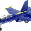 Playmaker Toys  United States Navy Blue Angels F/A-18 Super Hornet Fighter Jet 9inch Die Cast Metal Model Toy w/Pullback Action