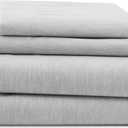 4 Piece Full Bed Sheets Set | Full Bed Sheets  Light Weight, Soft Breathable Sheets | Brushed Cotton Rich Blend | Secure-Fit, Wrinkle Resistant, Durable, Easy Care Bed Sheets | Comfy Sheets | Grey (Heathered Grey)