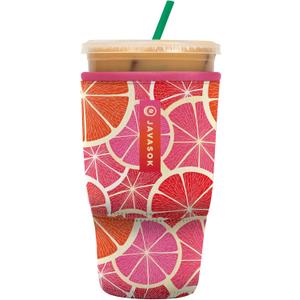 Sok It JavaSok Iced Coffee & Cold Soda Insulated Neoprene Cup Sleeve (Sunshine Slices, Large: 30-32oz)