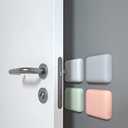 Door Handle Bumper 4 PCE Self-Adhesive Geometry Square Wall Protector Door Knob Wall Shield Rubber Buffer Crash Pads Door Stoppers for Furniture Glass Table, White Grey Pink & Green