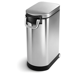 simplehuman 35 Liter, 40 lb / 18.1 kg X-Large Pet Food Storage Container for Dog Food, Cat Food, and Bird Feed, Brushed Stainless Steel