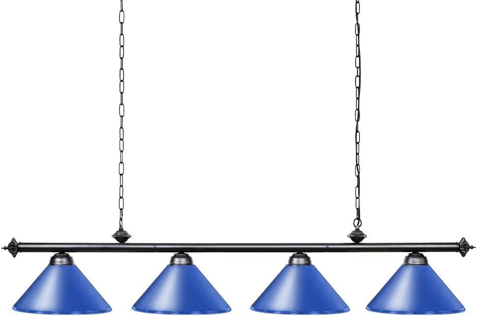 Wellmet Pool Table Light - 4 Ceiling Hanging Lights with Matte Metal Shades, Ideal for 7' to 9' Tables, Game Room, Bar (Blue)