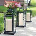 10" Large Solar Flameless Candles Outdoor Waterproof Dusk to Dawn Solar Rechargeable Battery LED Flickering Pillar Candles for Patio Porch Garden Lantern Decor(2 Pack White)