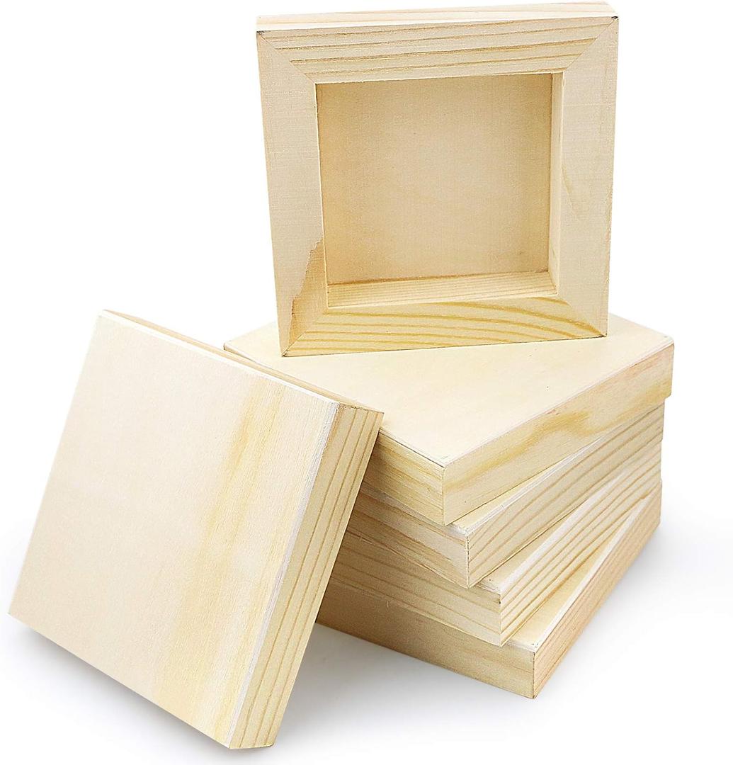 BILLIOTEAM 8 Pack Unfinished Square Wood Panels,4" x 4"/10cm x 10cm,Blank Wooden Canvas Cradled Painting Panel Boards for Drawing, Painting, Pouring, Wood Burning and DIY Arts Crafts Projects