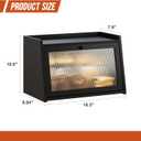 GHWIE Large Bread Box, Easy Access & Cleaning - Bamboo Bread Box for Kitchen Countertop with Acrylic Door (Black, Medium)