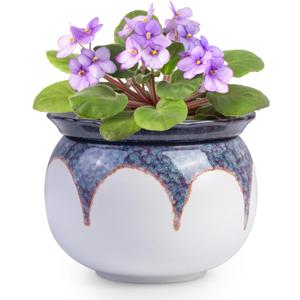 African Violet Pots, 6 inch Ceramic Easy Self Watering Plant Pot for Busy Plant Lovers, Automatically Absorb Appropriate Amount of Water, Flower Pot Indoor-Plants Not Included(Red)