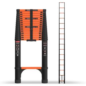 20.3 FT Telescoping Ladder, Aluminum Extension Ladder, 330 lbs Load Capacity, Multi-Purpose Collapsible Ladder for Home and Work; Orange