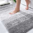 OLANLY Bathroom Rug Mat 30x20, Extra Soft and Absorbent Microfiber Bath Rugs, Non-Slip Plush Shaggy Bath Carpet, Machine Wash Dry, Bath Mats for Bathroom Floor, Tub and Shower, Light Grey