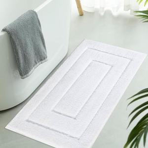GRANNY SAYS Large Bathroom Rugs Non Slip Washable, 24" x 38", Water Absorbent Bath Mats for Bathroom, Thick Soft Shaggy Bath Rug, Microfiber Shower Room Floor Mat Decor, White