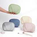 E-Tree Makeup Bag Travel Toiletry Bag Half Moon Small Make up Pouch Cosmetic Case Organizer Cute Waterproof for Girls Women Travel Essentials Toiletries Accessories (Grey)