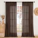 BGment Brown Linen Curtains 84 Inch Length 2 Panels for Living Room Windows, Chocolate Semi Sheer Drapes Textured with Rod Pocket for Farmhouse Bedroom Dining Decor Lightweight, Each 52 Inch Wide
