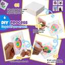 Wonderjune 40 Pcs Christmas Foam Texture Painting Paper for Craft, Magical Foam Texture Paper Sheet with Water Brush Pen, Handicraft Blank Painting Sheet for 3D Craft DIY Art Supplies (Square)