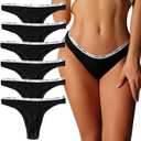 Womens Cotton Thongs for Sport Workout Ladies Plus Size Cotton Thong Packs (Size 3X, 6pcs-black)
