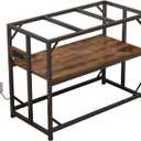 Sturdy Metal Aquarium Stand with Power Outlets, Adjustable Storage Cabinet - 660LBS Capacity, Rustic Brown - Suitable for 40 Gallon Fish Tank, Turtle Tank, Perfect Fish Tank Stand for Organization and Convenience