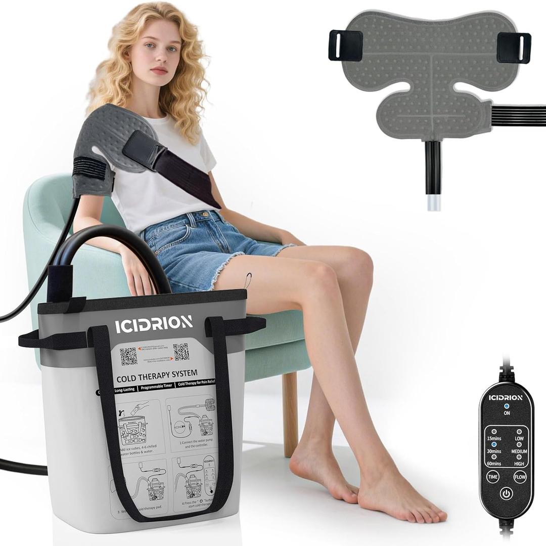 Cold Therapy Machine, Programmable Ice Machine for Shoulder After Surgery, Portable Shoulder Replacement Recovery System, Cryotherapy Pain Relief w/Compression Pad, Shoulder Pad+Machine