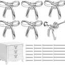 6 Pack Silver Bow Dresser Knobs Cute Drawer Knobs Zinc Alloy Brushed Brass Hardware Handles Pulls Vintage Cupboard Drawer Knob for Kitchen Cabinets Home Bedroom (6, Silver)