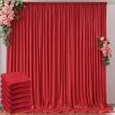 Outpain 30 ft x 8 ft Red Backdrop Curtain Panels, 6 Panels 5 ft x 8 ft Wrinkle Free Polyester Photography Backdrop Drapes, Wedding Party Home Decoration Supplies