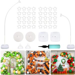 OurWarm 7.5Ft & 6Ft Balloon Arch Stand, Free Bending Shape Balloon Arch Kit, Half Arch Balloon Stand with Base, Balloon Column Stand Kit for Wedding Birthday Baby Shower Graduation Easter Decorations