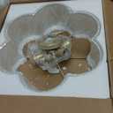 Gold Semi Flush Mount Ceiling Lights, 6-Light 18Inch Ceiling Light Fixtures with Fabric Shade in Flower Shape, Farmhouse Brass Drum Lighting for Nursery Bedroom Kitchen, AD-22007-6SF-GD