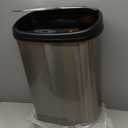 Ninestars Two-Piece Automatic Trash Can Combo Set, 13 Gal (50L) & 3 Gal (12L) Touchless Motion Sensor Garbage Cans with Odor-Sealing Lids, Matching Oval Stainless Steel, Black Trim