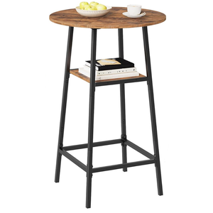 MAHANCRIS Round Bar Table, 37.4" High Pub Table, 2-Tier Counter Height Cocktail Table, High Top Table with Storage, Bistro Table for Small Spaces, Easy to Assemble, Rustic Brown BTHR12501