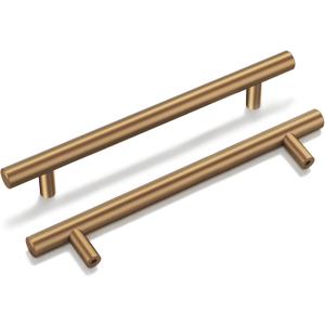 goldenwarm 25 Pack Champagne Bronze Cabinet Pulls Gold Cabinet Handles 5 inch(128mm) Champagne Drawer Pulls Brushed Bronze Drawer Handles Kitchen Bathroom Bedroom Dresser Furniture Hardware (5in Hole Centers)