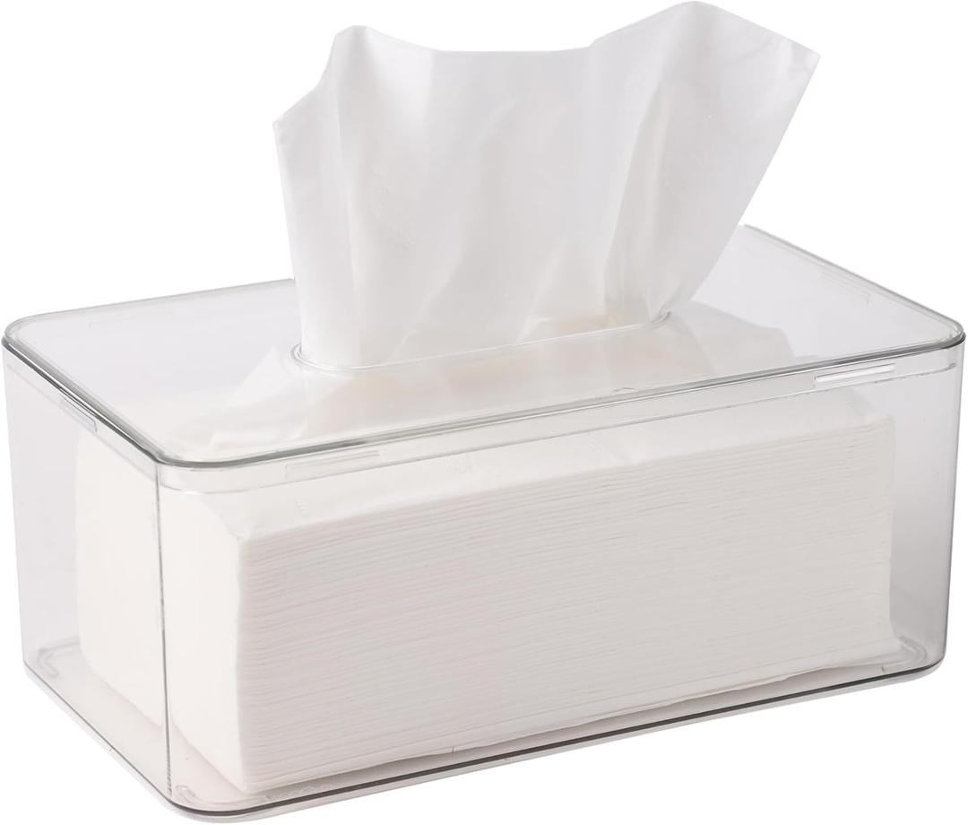 Dryer Sheet Holder, Dryer Sheet Container for Laundry Room, Clear Wipes Dispenser Holder Rectangle for Car, Office, and Home, Easy Refill Holds Standard Sheets