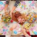 168PCS Easter Party Supplies Easter Egg Party Decorations with Pink Plaid Bunny Paper Plates and Napkins Cups for Spring Themed Easter Birthday Party Serves 24