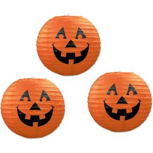 Beistle 3-Pack Jack-O-Lantern Paper Lanterns, 9-1/ 2-Inch