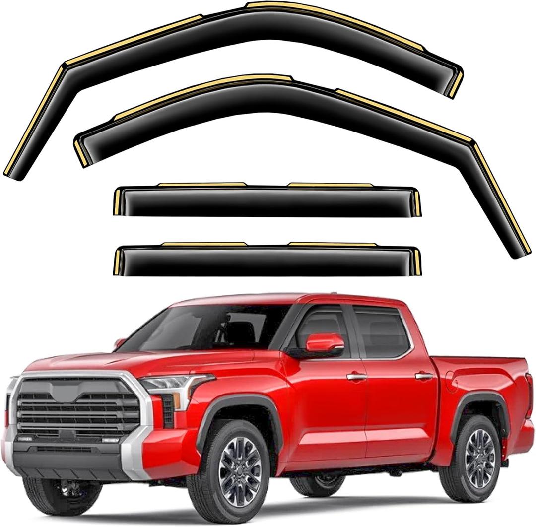 in-Channel Window Rain Guards Intended for Toyota Tundra 2022 2023 2024 2025 CrewMax Vent Visors Window Visors Extra Durable Window Deflectors Vent Shades Car Accessories-4 pcs Q13