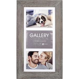 Malden International Designs Manhattan Distressed Mat Picture Frame, 3 Option, 3-5x7 , Gray