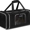 Petskd Length-Expandable Pet Carrier 17x12x8.5 Inches JetBlue Frontier Spirit Airline Approved, Soft Pet Travel Carrier for Small Cats Dogs with Zipper Locks and Anti-Scratch Mesh(Black)