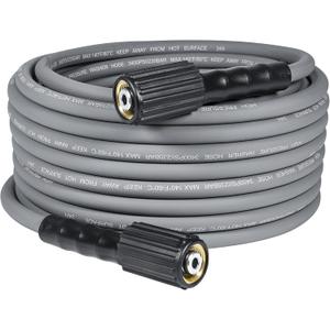25FT Kink Resistant Pressure Washer Hose, 1/4" Power washer hose with M22 Fittings, High pressure hose Replacement for Troy Bilt, Simpson, Ryobi, Craftsman, and More, 3400PSI