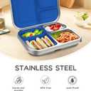 BOSEDSANG Stainless Steel Kids Leak-Resistant Bento Lunch Box, 3-Compartments with Silicone Container, Dishwasher-Safe, Child-Friendly Design for School, Picnics & Travel,BPA-Free (Blue)
