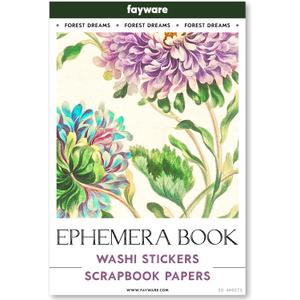 Washi Vintage Stickers for Scrapbooking - Ephemera Book for Journaling with 453 Stickers and 20 Scrapbook Papers. Ephemera for Junk Journals, Journaling Supplies