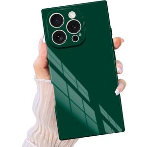 Green Slim Compatible with iPhone 16 Pro Case Rectangle | Soft TPU Shockproof Full Lens Protection, Works with Magnetic Wireless Charging Cover, Protective Phone Case for Women Men