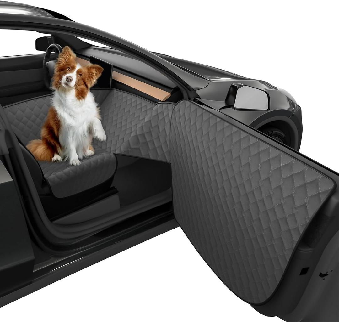 Dog Car Seat Cover for Front Seat with Dashboard Door Protector Detachable Washable Pet Seat Travel Hammock Cushion for Sedans SUVs and Small Trucks (Black)