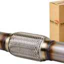 Exhaust Flex Pipe Universal Type 100% Stainless Steel For Heavy Duty and Cars (1 PC, 2X6X10)