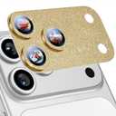 Uyiton for iPhone 17-Pro Camera-Lens Protector: Bling [Not Easy to Break][Strong Adsorption][Case-Friendly] Metal Tempered Glass Rear Camera Screen Cover - Glitter Gold