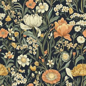 Safiyya Peel and Stick Wallpaper Boho Floral Contact Paper Peel and Stick 17.3"x 197" Black Wall Paper Self Adhesive Removable Wallpaper for Bedroom Bathroom Vinyl Roll