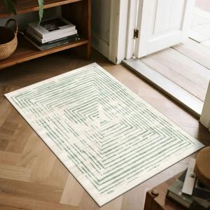 BLISSA 8x10 Area Rugs for Living Room - Soft Washable Geometric Sage Green