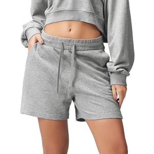 ODODOS Women's Sweat Shorts 5" Cotton French Terry High Waist Workout Casual Lounge Shorts with Pockets, Size S