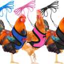 Boao 3 Pieces Adjustable Chicken Harness and Leash Set Spring Summer Breathable Comfortable Elastic Hen Vest Breathable Harness for Hens Duck Goose Pet Training Walking Supplies(Blue, Pink, Black,S)