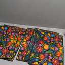 Artoid Mode Mexican Cinco De Mayo Placemats Set of 6, 12 x 18 Inch Dia De Los Muertos Decoration Washable Table Mats for Party Dining Table (Black)