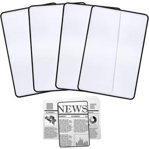 4Pcs Page Magnifying Sheet 3X Lightweight Optical Plastic Fresnel Lens Bookmark Flat Magnifier for The Elderly and People with Low Vision Reading Small Prints, Maps and Books