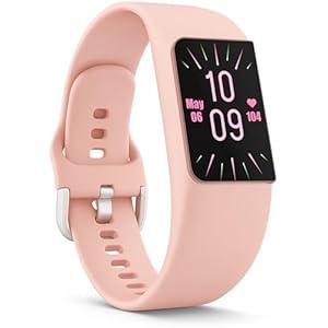 FITVII Slim Fitness Trackers, Fitness Watch with 24/ 7 Heart Rate, Blood Pressure, Blood Oxygen, Stress Monitor, AMOLED Activity Tracker Step Calorie Counter, IP68 Waterproof Smart Watch for Women Men