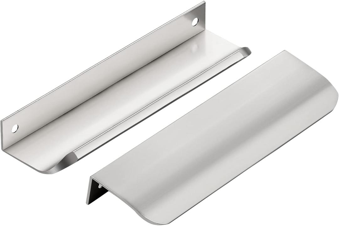 Ravinte Hardware 10 Pack Silver Cabinet Handles, 5.9 Inch (150mm) Finger Edge Pulls, 5 Inch Hole Center, Finger Pulls for Cabinets