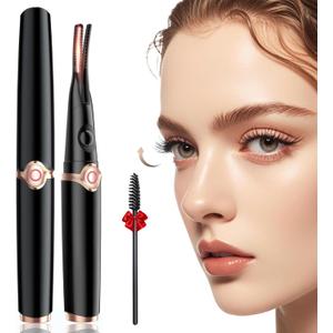 Heated Eyelash Curler - 2-in-1 Clip-Type Design, 3 Temperature Modes, USB Rechargeable Electric Eyelash Curler, Natural Curling 24H Long-Lasting Curl, Gift for Women & Girls, Shiny Black B