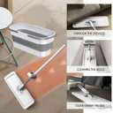 Bucket with Wringer Set, 6 Piece Microfiber Flat Mop Cleaning System with Long Handle, Hands Free Floor Cleaner for Hardwood, Tile & Wall (1 Mop + 6 Microfiber Pads + 1 Bucket)